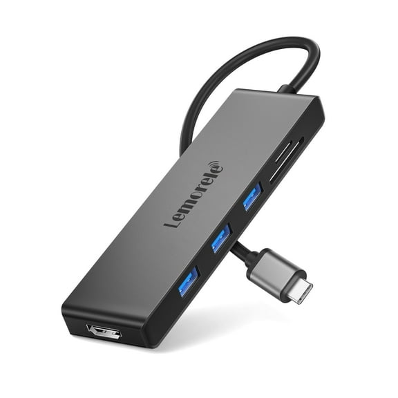 Lemorele Docking Station, 6 in 1 Aluminum Case USB C Hub with 4k HDMI, USB a 3.0/2.0, SD/TF, Compatible with Windows/Macos/Android/Ios/Linux, Plug and Play