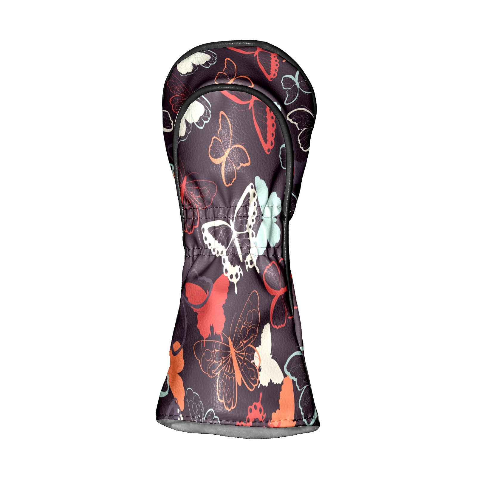 Golf Head Covers Colorful Butterfly Design for Driver, Wood & Hybrid, Premium Waterproof PU Leather with Plush Lining, Elegant Nature Golf Gifts