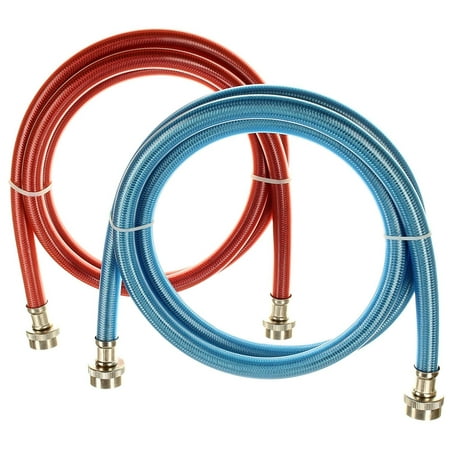 - Triple Layer Stainless Steel Washing Machine Hoses, 6 Ft Burst Proof (2 Pack) Red and Blue Color Coded Water Connection Inlet Supply Lines - Lead Free