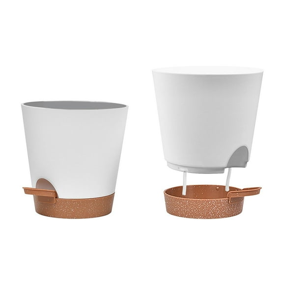 Flowerpots with Dish Ceramic, Plastic Flower Pot with Water Added on The Side Green Pineapple Plastic Lazy Person Self Watering Self Absorbing Flower Pot, Flower Pots