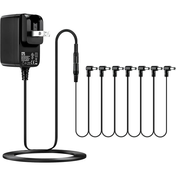 FITE ON 9V Guitar Effects Pedal Power Supply with 7 Way Daisy Cord for MOOER GE300 GE250 GE200 GE150 PE100 R7 Amp Modelling Processor Synth Pedal Guitar Multi Effects