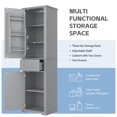 thumbnail image 5 of Tall Storage Cabinet with 4 Doors, Adjustable Shelves, Door Racks, Freestanding Organizer for Bathroom, Office, or Home Use in Grey Finish, 5 of 9