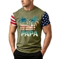 thumbnail image 2 of GrmtClth Father's Day Gift Summer Dad Papa Print American Flag Tops Vintage 4th Of July Patriotic Shirt Trendy Soft Round Neck Independence Day T-Shirt Army Green 3XL, 2 of 4