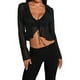 thumbnail image 1 of Txlixc Blusa de mujer, blusa de manga larga con borde de hoja de loto Txlixc moda, 1 of 7