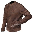 thumbnail image 3 of Brown Leather Motorcycle Jacket Motorcycle Jackets For Men Vintage Leather Motorcycle Jacket Brown Biker Jacket Leather Motorcycle Jacket size XXS, 3 of 5