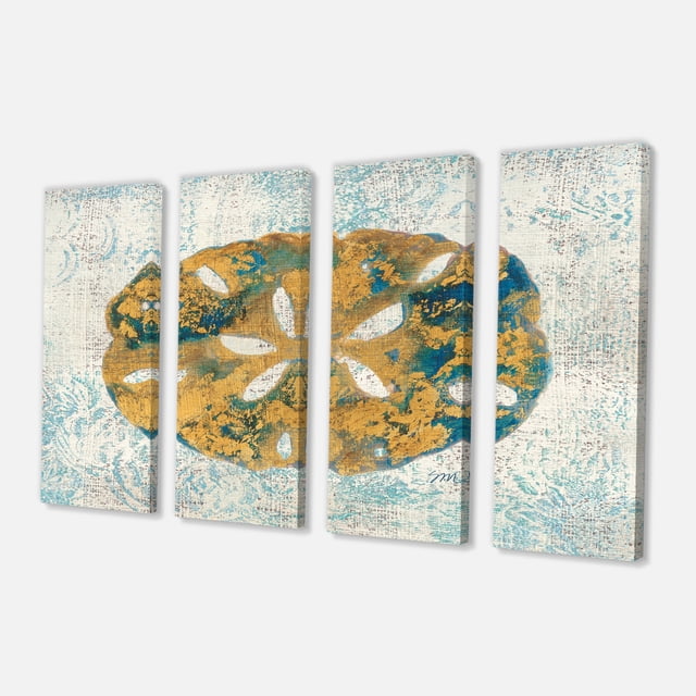Designart - Coastal Pastel seashells II - Vintage Nautical Canvas Artwork