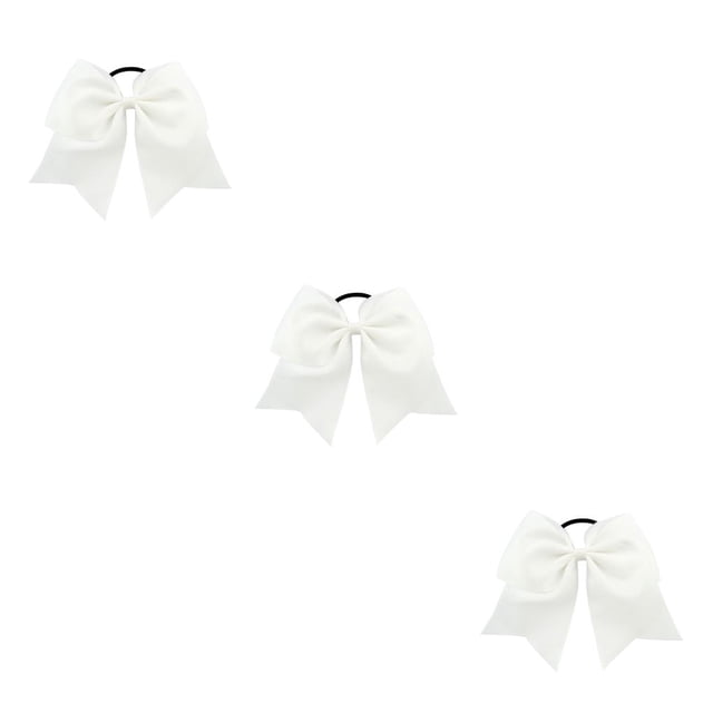 Qarigey Banda para el cabello grande Bowknot Elástico Adornos de goma Ajustable Snag Free Ponytail Holder Bobbles Seamless Scrunchies White Type1 NO1