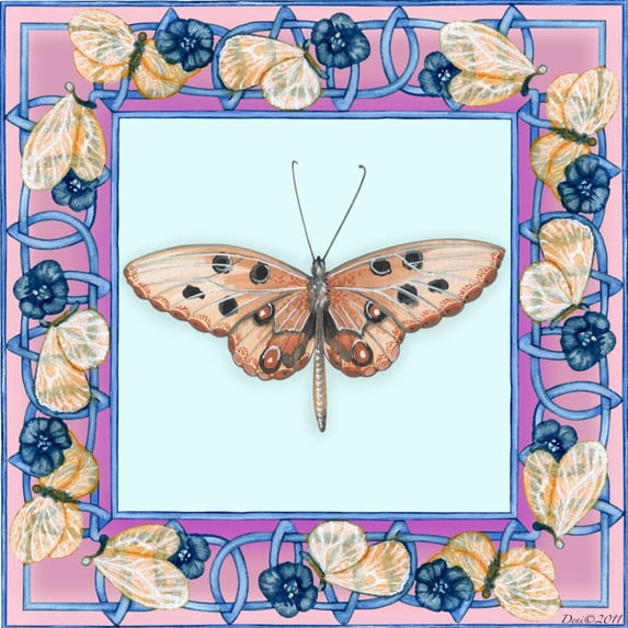 Tile Mural Kitchen Backsplash - Butterfly Square 4 - by Denise Freeman