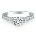 thumbnail image 2 of 14k White Gold Diamond Micropave Milgrain Engagement Ring Size 4, 2 of 3
