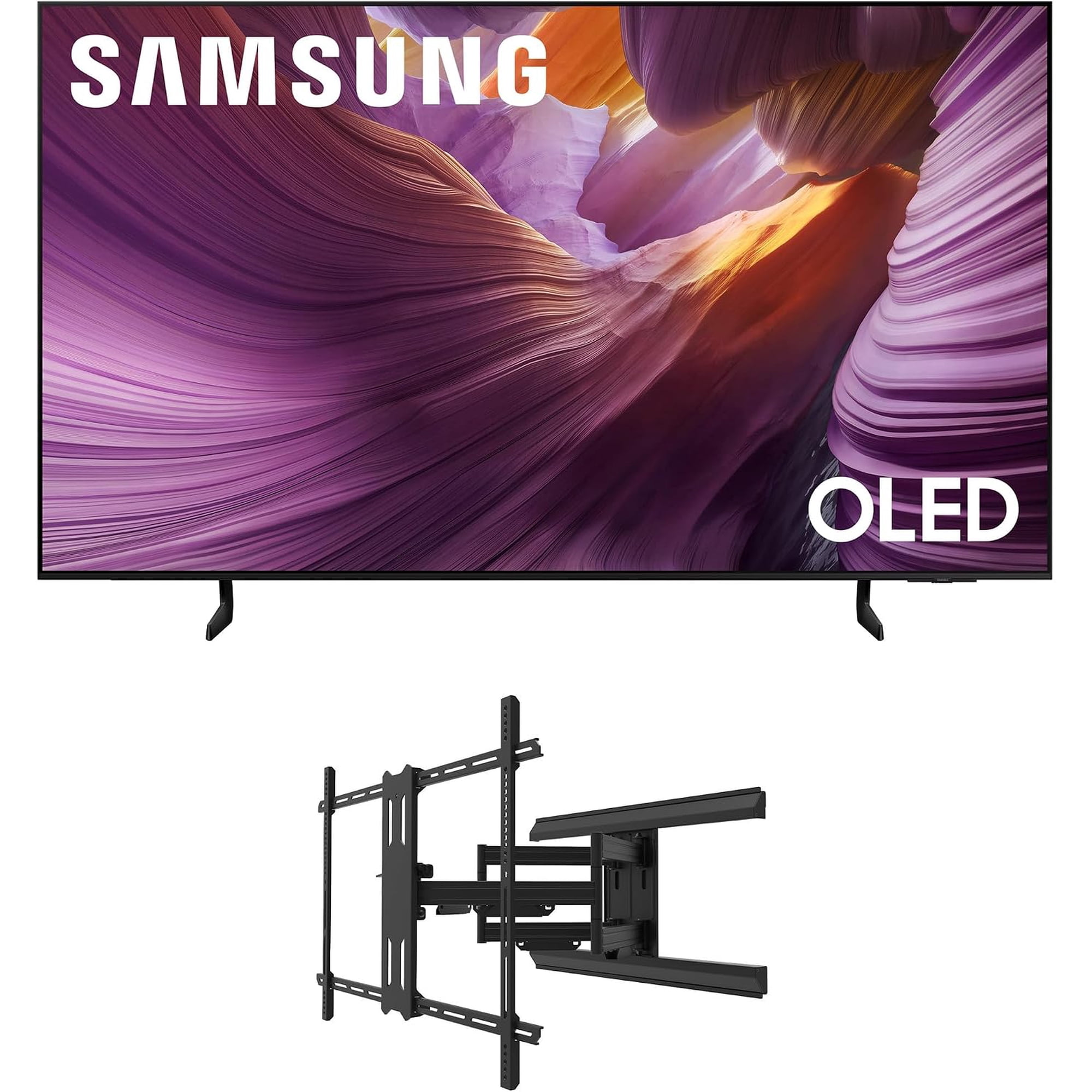 Samsung QN77S85FAEXZA 77 Inch OLED HDR 4K Smart TV with a Kanto PMX800 Full Motion Dual Stud Mount (2025)