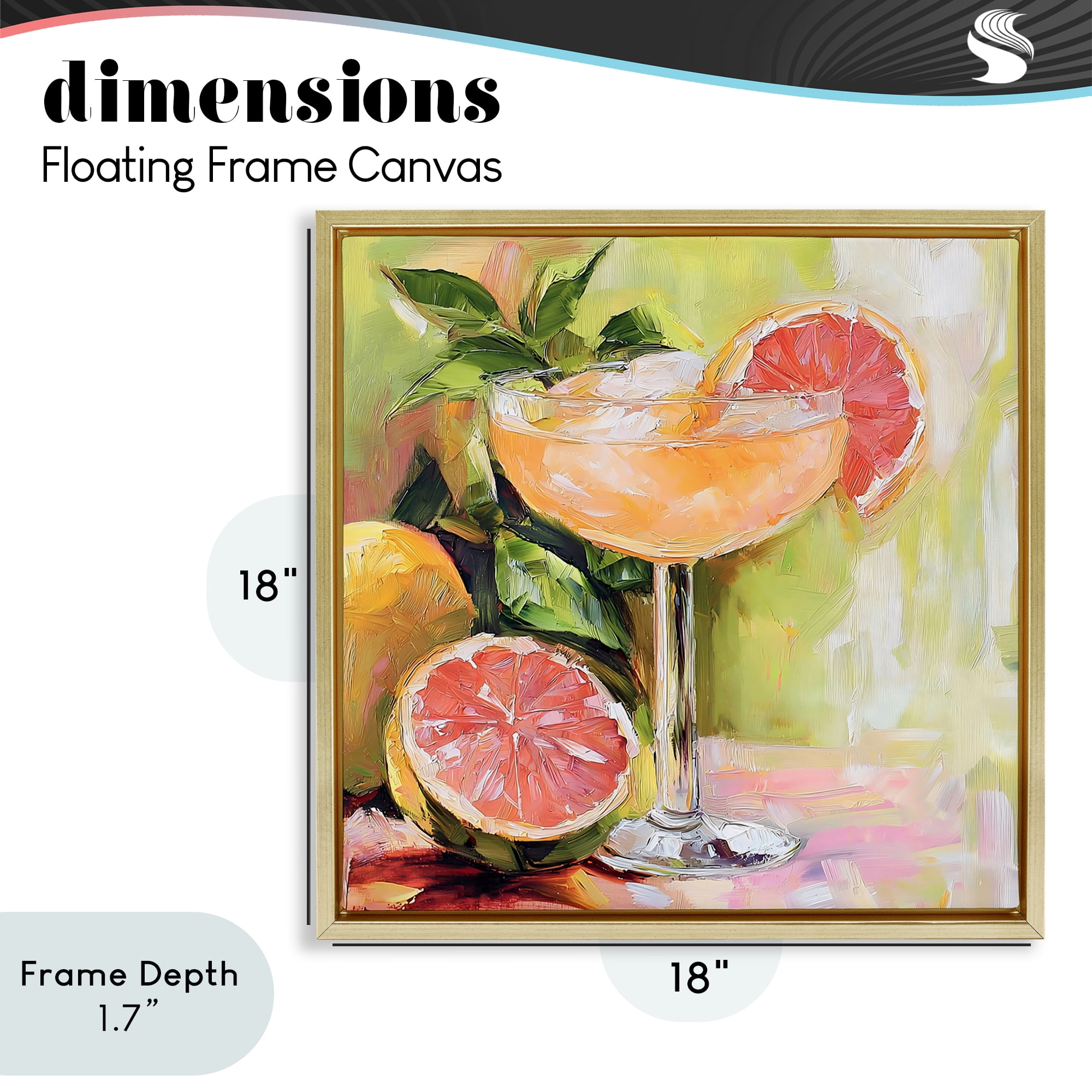 Stupell Industries Grapefruit Summer Cocktail Gold Framed Floater Canvas Wall Art, design by Riley B