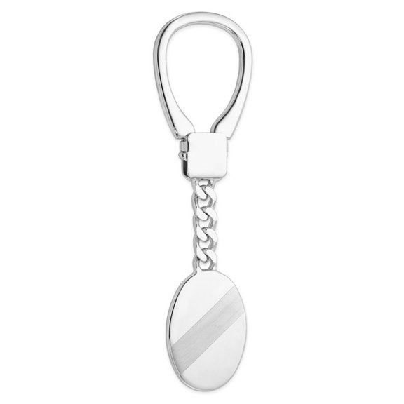 925 Sterling Silver Solid Polished and satin Rhodium Plated Brushed and Polished Key Chain - Key Chain for Men