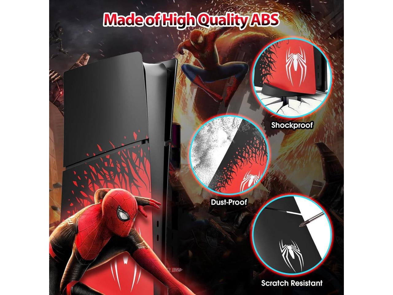 [Faceplate for PS5 Slim Digital Edition] - Superhero Spider - Man 2 Plates for PS5 Console Cover Plates, Premium ABS Faceplate Shell Covers for PlayStation 5 Slim Digital Edition