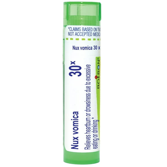Boiron Nux Vomica 30X, Homeopathic Medicine for Heartburn Or Drowsiness Due To Excessive Eating Or Drinking, 80 Pellets