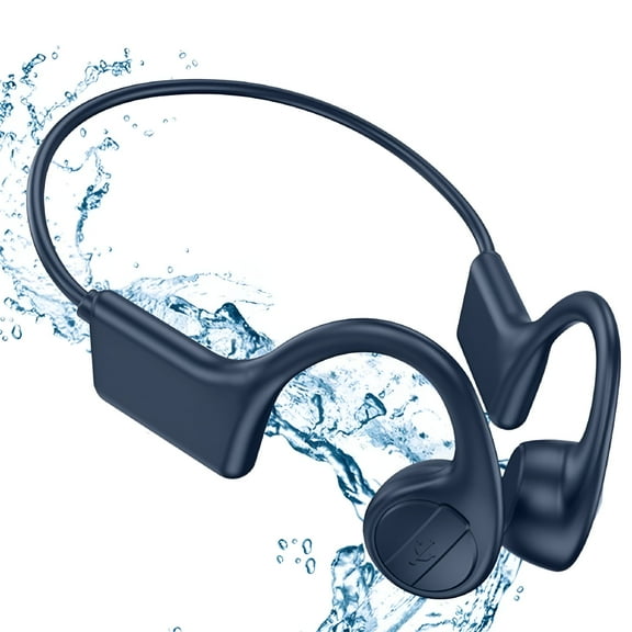 GJX Waterproof Bone Conduction Headphones, IPX6 Waterproof Swimming Headphones Wireless Bluetooth Open-Ear Headphones with Mic for Swimming Skiing Cycling Driving Gym Workout, Black