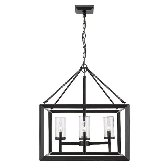Golden Lighting Smyth 4-Light Contemporary Metal Chandelier in Matte Black/Clear