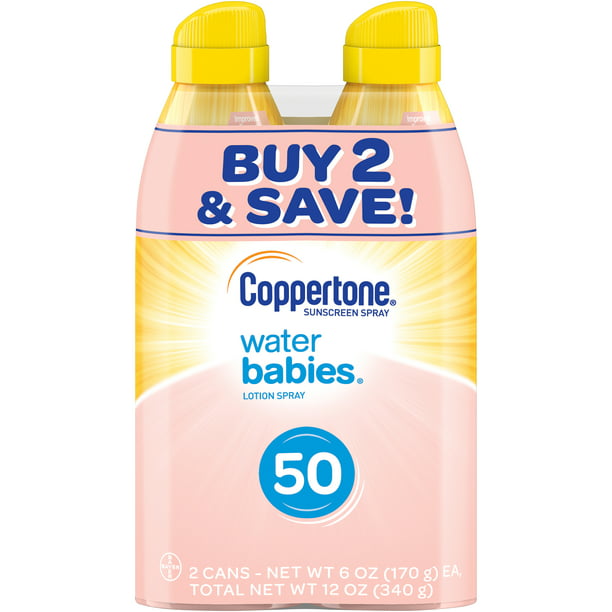 Coppertone WaterBabies Sunscreen Spray SPF 50, oz, Pack - Walmart.com