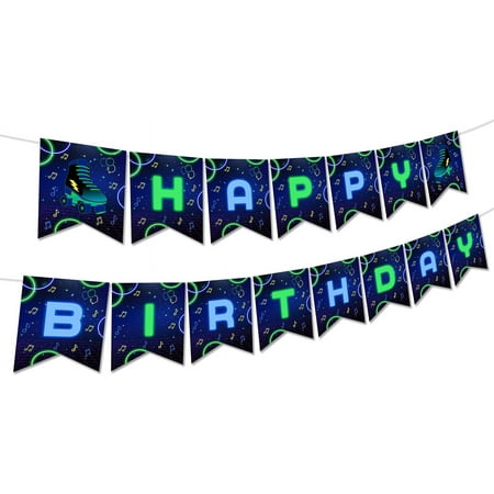 Kreatwow Roller Skating Glow Rainbow Birthday banner Roller Skating Birthday Party Decorations Roller Happy Birthday Banner 80s 90s Retro Hip Hop Roller Theme Party Decorations Skate Party Supplies