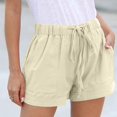 thumbnail image 7 of Linen Shorts for Women Casual Summer Elastic High Waisted Wide Leg Short Pants with Pockets Khaki S, 7 of 7