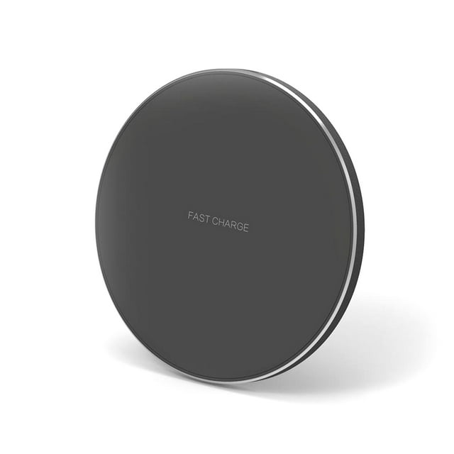 Mistaha Chargeur Sans Fil Portable en Alliage d'Aluminium Ultra Mince de Forme Ronde, Norme Qi, 10 W, Base de Charge Rapide