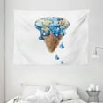 thumbnail image 1 of Ice Cream Decor Tapestry, Ice Cream with Globe Planet Earth Flavor Ecological Graphic, Wall Hanging for Bedroom Living Room Dorm Decor, 80W X 60L Inches, Light Caramel Violet Blue, by Ambesonne, 1 of 2