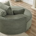 thumbnail image 3 of CKEASEAN 55'' Oversized Corduroy Round Chair Lounge Chaise Indoor, Upholstered Cloud Large Circle Sofa Chair with Deep Seat, No Assembly Required, Fluffy Modern Floor Sleep Sofa for Living Room, 3 of 20