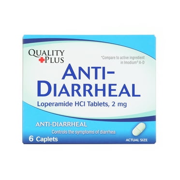Quality Plus Caplets for Diarrhea Relief, Loperamide HCl 2mg, 6 Count