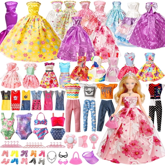 Aijohnny 79 Pcs Doll Clothes and Accessories for 11.5 inch Doll,Birthday Gifts for Kids 3-5 5-8 8-12 Year Old