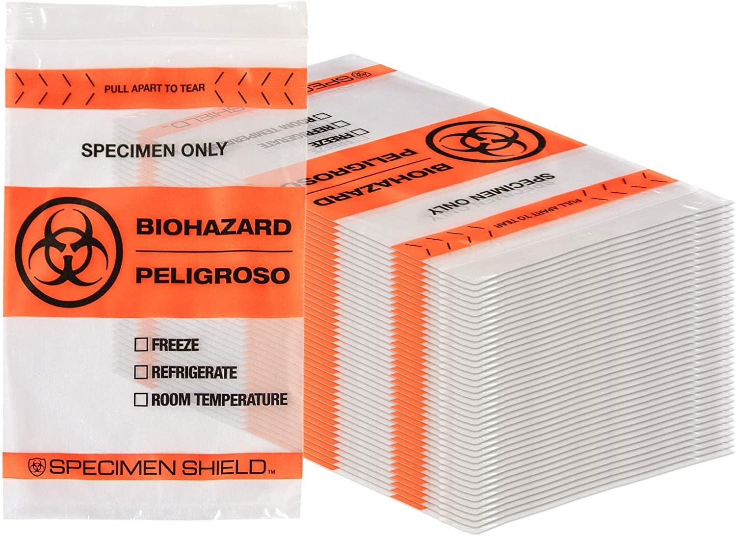 Pack of 1000 Biohazard Specimen Bags 6 x 9. Zip Lock Poly Bags with