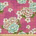 thumbnail image 2 of Ambesonne Floral Fabric by the Yard Microfiber, Taiwan Hakka Culture, 3 Yards, Pink Blue Green, 2 of 2