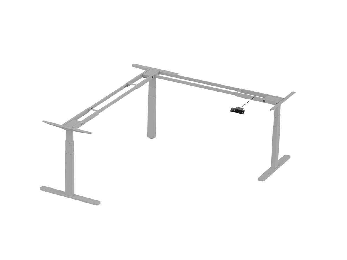 Monoprice Triple Motor Height Adjustable Sit-Stand Corner Desk Frame - Gray, 3 Leg Corner, L Shaped Table Base, Programmable Memory Settings