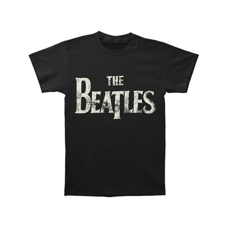 Beatles Men's  Distressed Logo T-shirt Black (Best Mens Beanies 2019)