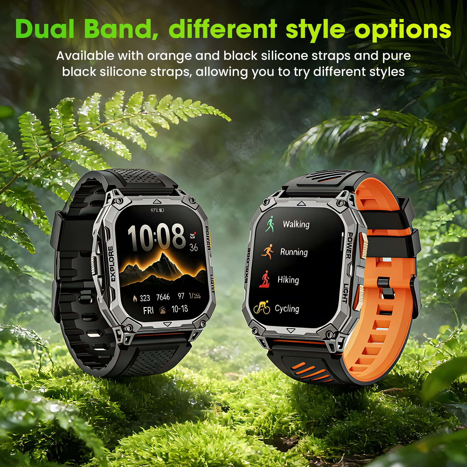 Haulvean Military Smart Watch for Men 2.01 inch with 1000mAh/IP68 Waterproof/Answer/Make Calls/100+ Sport Modes/Outdoor Sports/Fitness Tracker Watches fits for Android and Iphone Devices (Black)