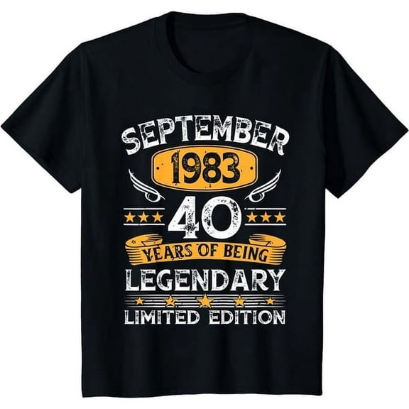 Vintage September 1983 40 Years Old 40th Birthday Gifts Men's Black Cotton T-Shirt