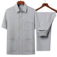 thumbnail image 2 of Jessboyy Mens 2 Piece Button Down Shirts and Pants Sets Casual Going Out Spring Outfits Solid Color Travel Vacation Set Trendy Clothing Set Gray,XL, 2 of 3