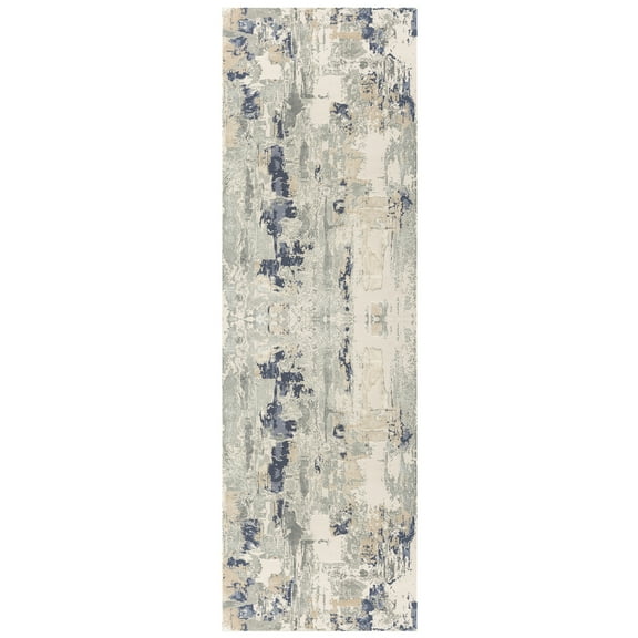 Ox Bay Dallas 2'6" x 8' Blue Abstract Premium Ultra-Soft Indoor Area Rug