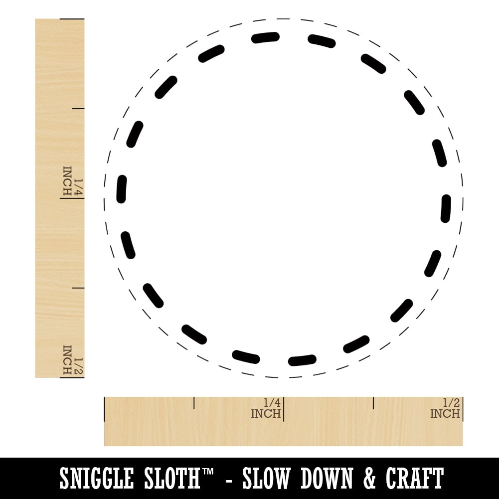 Dashed Circle Outline Self-Inking Rubber Stamp Ink Stamper - Dry Pad (No Ink) - Mini 1/2 Inch