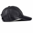 thumbnail image 4 of Black  Leather Baseball Cap Adjustable  Real Lambskin Leather Hat Sports Visor for Men, 4 of 6
