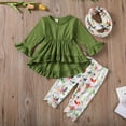 thumbnail image 4 of Douhoow 1-5Y Kids Girl Floral Clothes Sets Ruffles Top T-shirt Floral Pant 2PCS Summer Outfits, 4 of 8