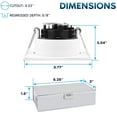 thumbnail image 4 of Luxrite 3 Inch Square LED Recessed Ceiling Light J-Box 10W 5 Color Selectable 800LM Dimmable Wet Rated ETL 4 Pack, 4 of 7