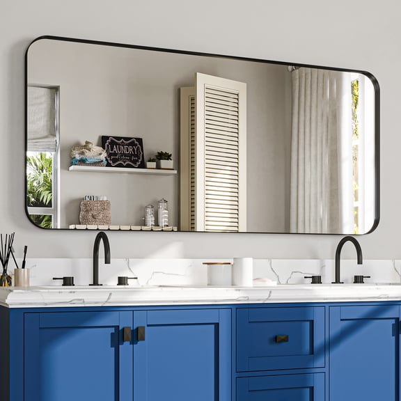 Modern 60*28 Inch Mirror in Sleek Black Aluminum Frame