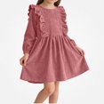 thumbnail image 2 of Teylalorva Girl's Dresses (3-8), Crew Neck Long Sleeve Casual Dresses Soft Comfort Daily Outfit Indoor Outdoor Wearing Pink Size 120, 2 of 9
