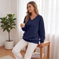 thumbnail image 7 of VV AVEORS Womens Sweatshirts No Hood Loose Fit Long Sleeve V Neck Casual Sweatshirt Fall Fashion Comfort Winter Hoodless Hoodies Royal Blue XL, 7 of 7