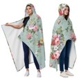 thumbnail image 2 of Wearable Blanket,Pioneer Flower Floral Print Pattern Hooded Wearable Flannel Blanket for Adults & Teens with Buckle,Winter Poncho Shawl Wrap Cape,50"x60", 2 of 5
