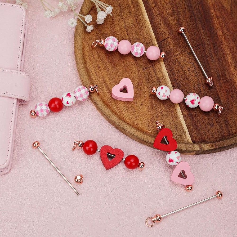 50pcs Blank Beadable Keychain Bars,DIY Bead Keychain Bar Charms Key Chain Making Accessories for Craft Project Pendant