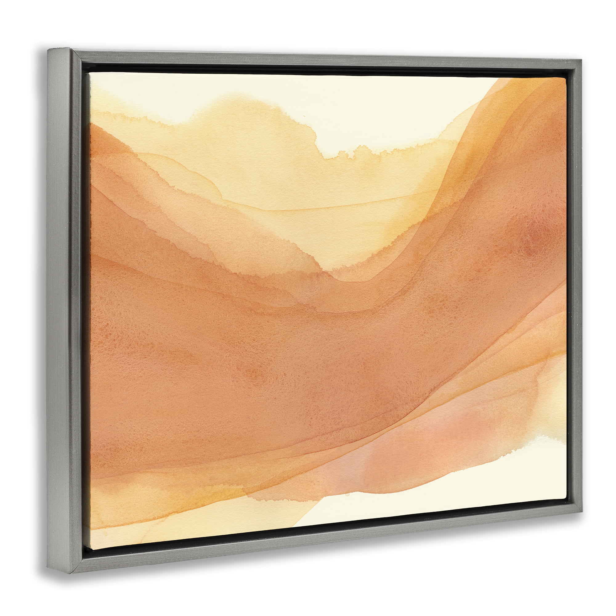 Stupell Industries Orange Splash Wave Abstract Painting Gray Floater Framed Canvas Art Print Wall Art, 31 x 25
