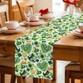 thumbnail image 5 of St. Patrick's Day Table Runner - 70 Inch Long Spring Shamrocks Green Love Heart Hats Cotton and Linen Blended Dress Scarves Farmhouse Table Runner for Kitchen Dining, Coffee Table, 13" x 70", 5 of 8