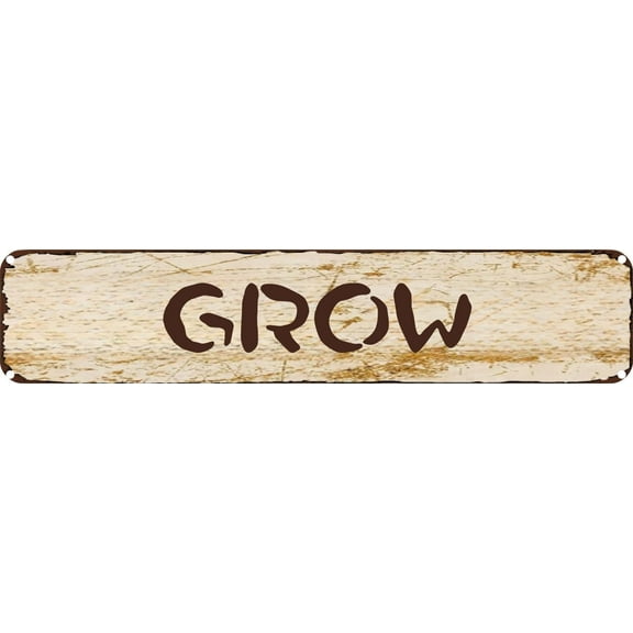 Vintage Tin Sign Retro Metal Wall Decor GROW Rustic Aluminum Plaque for Home,Bar,Kitchen,Garage,Man Cave 4x16 Inch