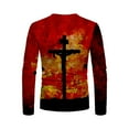 thumbnail image 5 of Clerance-Sale Long Sleeve Tee Shirts for Men Round Neck Casual Mens Shirts Casual Cross Printing Tie-Dye Retro Big & Tall Men's Shirts Softy Lightweight Softy Fall Tops(Red,L), 5 of 8