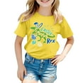 thumbnail image 3 of WOYY Easter T Shirt for Girls Dinosaur Print Short Sleeve T-Shirt Summer Casual Tee Shirt, 3 of 3